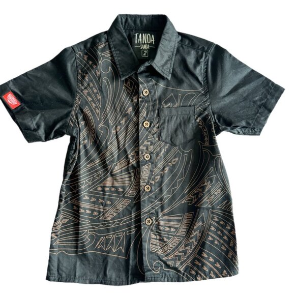 Tanoa Boys Button Down Aloha Shirt Size 2T Black Tan - Picture 1 of 2